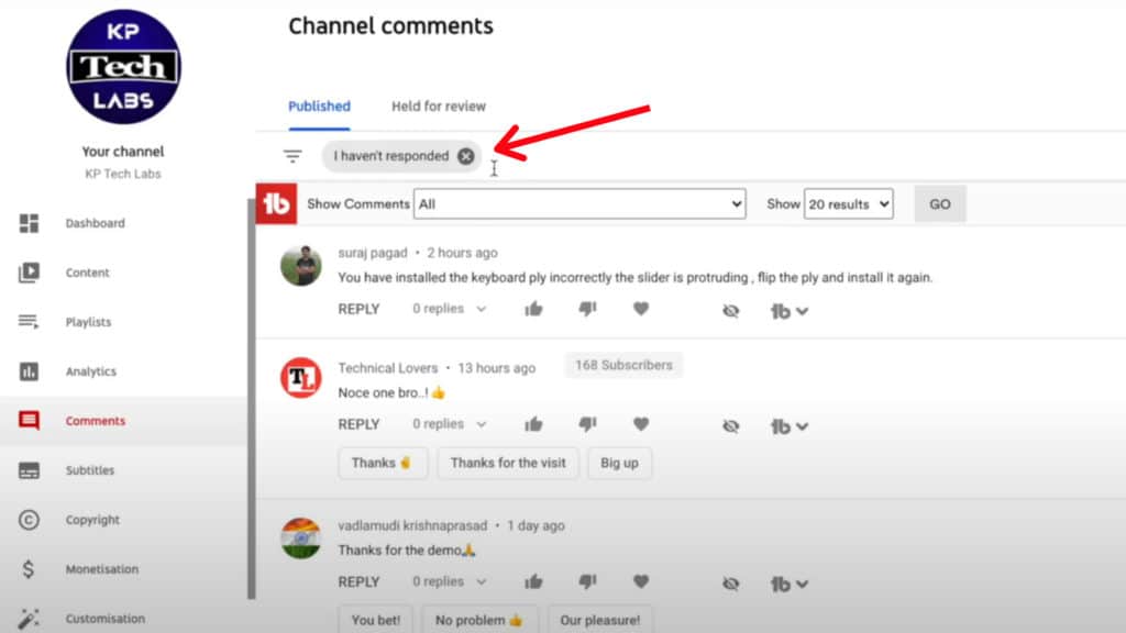 Sortare comentarii TubeBuddy