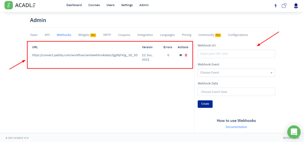 Acadle 中的 webhook