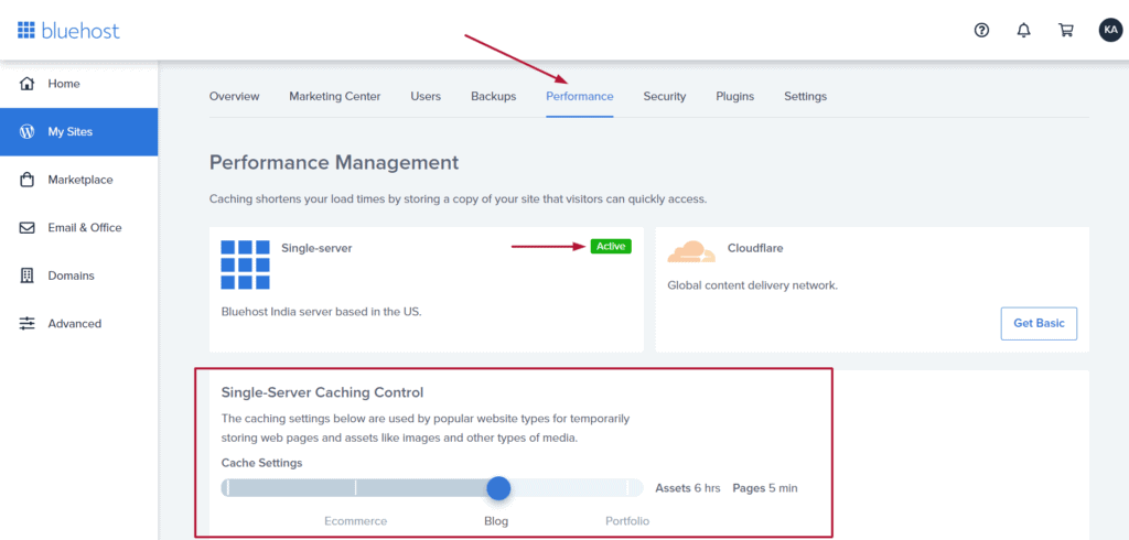 Bluehost-Cache