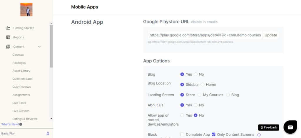 Grafik android uygulama ayarları