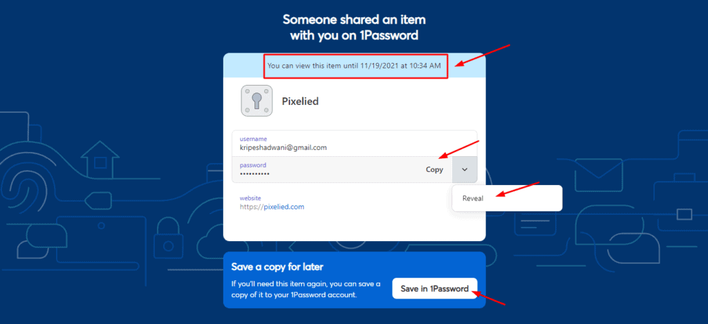 การดูรายการที่แชร์ใน 1Password