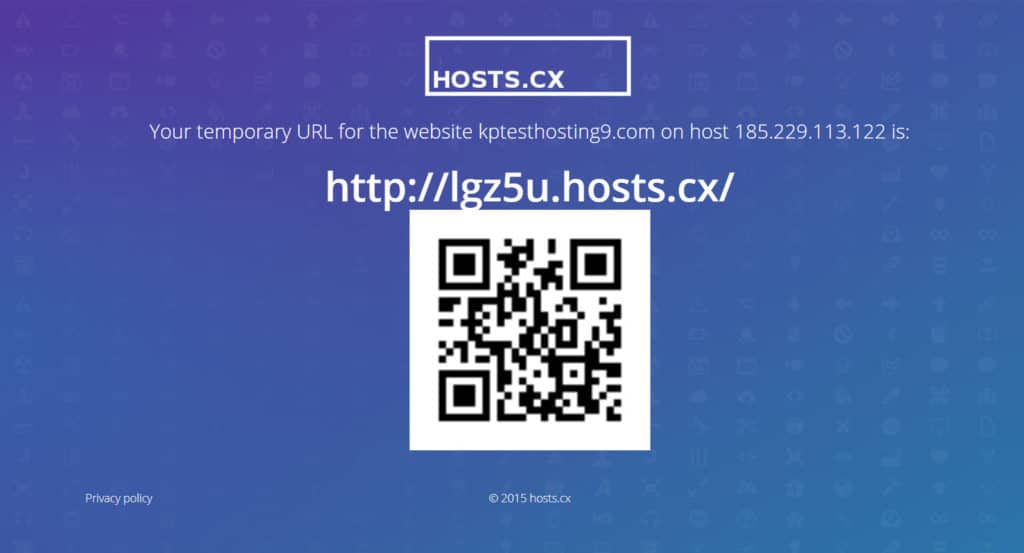 (hosts.cx) Schritt 3 – Vorschau-URL und QR-Code