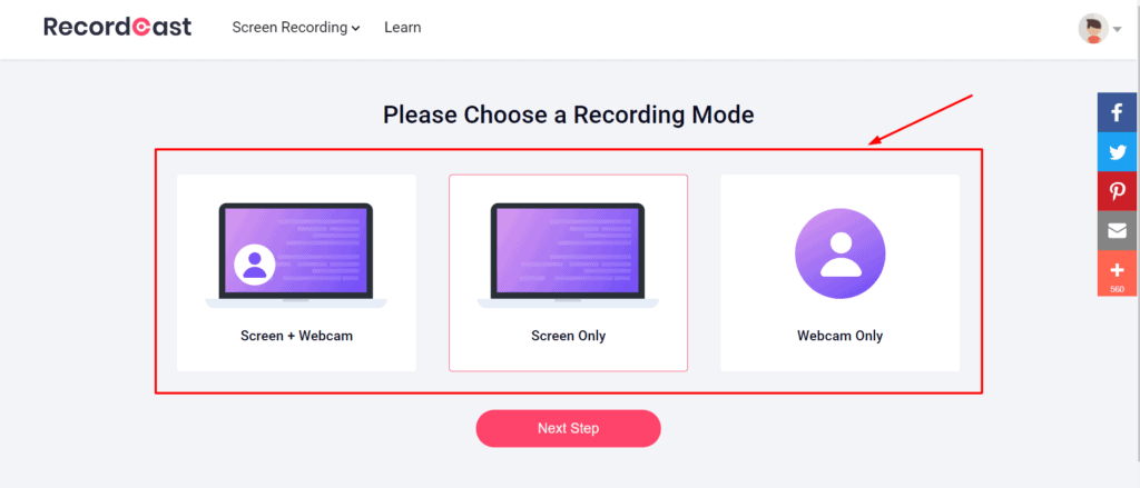 RecordCast Kayıt Modu