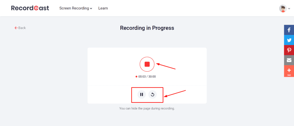 RecordCast Video Kayıt ayarları