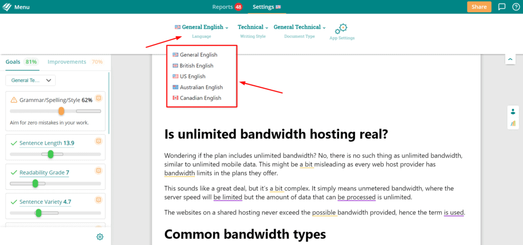 Pengaturan Bahasa di ProWritingaID