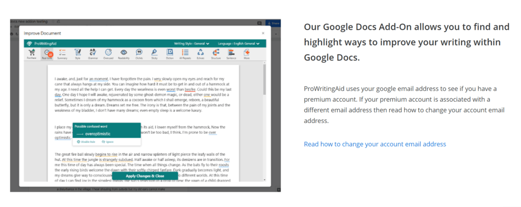 Pengaya Google Documents ProWriitingAid