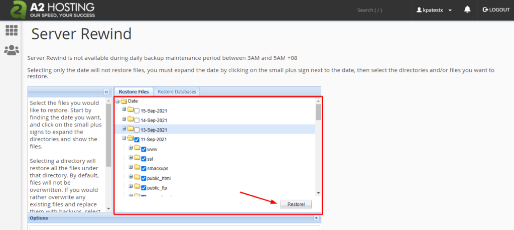 Backups de retrocesso do servidor na hospedagem A2