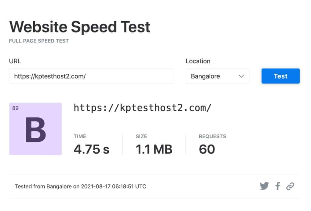 Velocidades en Bangalore (con el complemento de caché Litespeed)