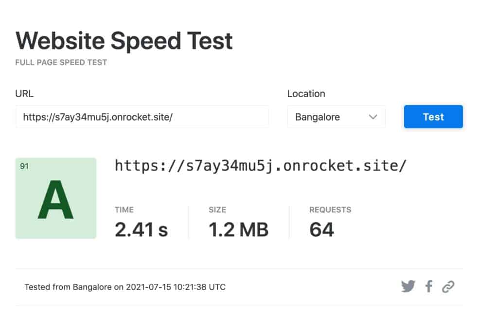 Speed ​​Test Bangalore - prima volta