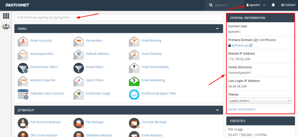 UI cPanel FastComet