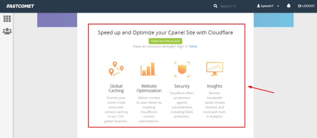 CDN Cloudflare di FastComet