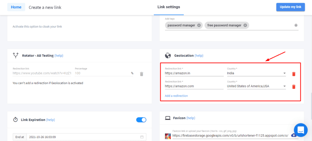 Impostazione della geolocalizzazione in Switchy
