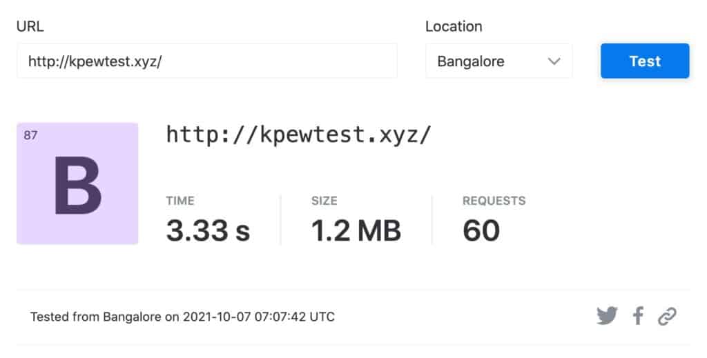 EasyWP Hız Testi (Bangalor)