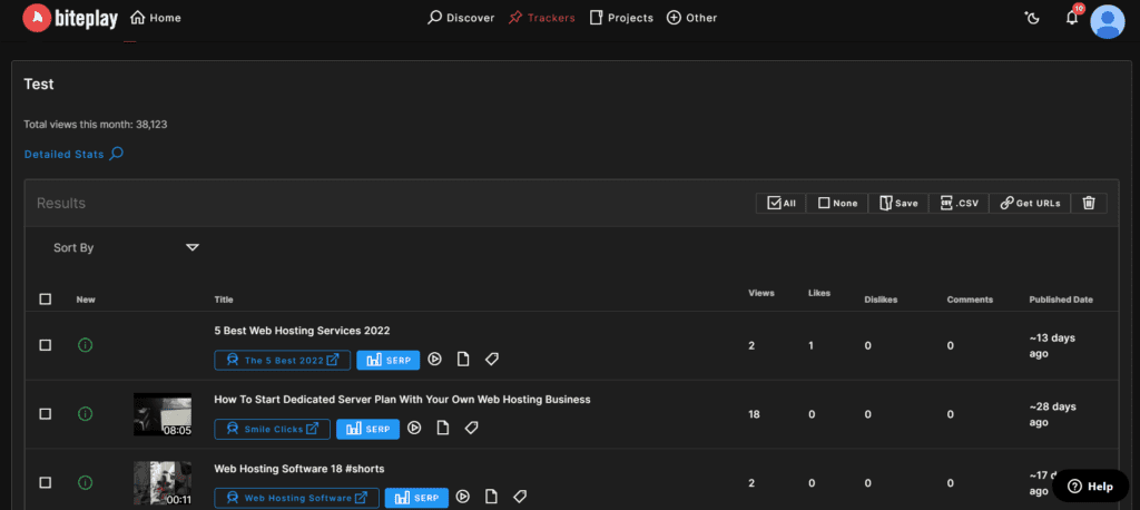 Tracker de subiecte în Biteplay