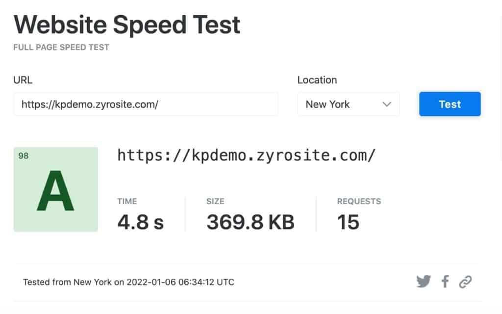 Test de viteză Zyro - New York