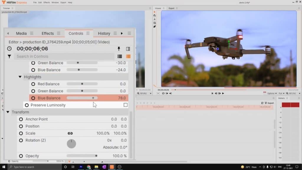 Grading Warna di HitFilm Express