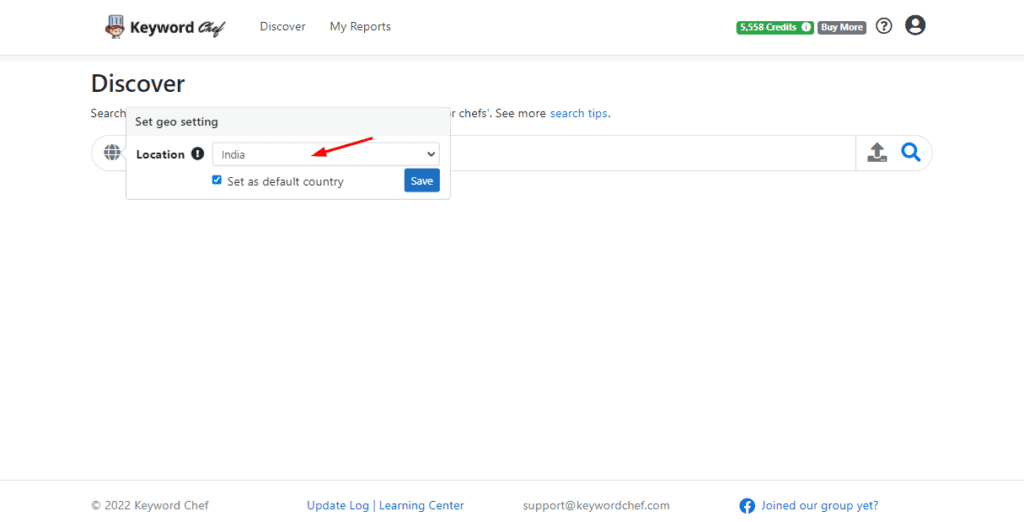 Настройка местоположения в Keyword Chef