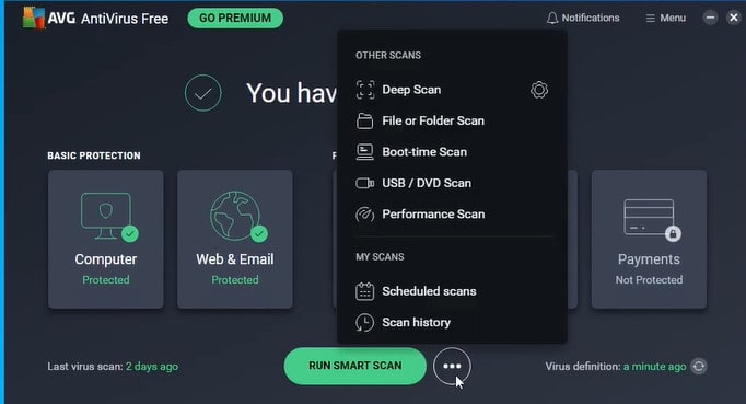 Tryby skanowania w programie AVG Antivirus