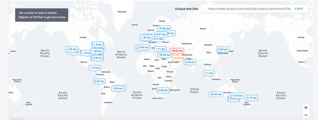 Тест задержки — корпоративная версия Cloudflare