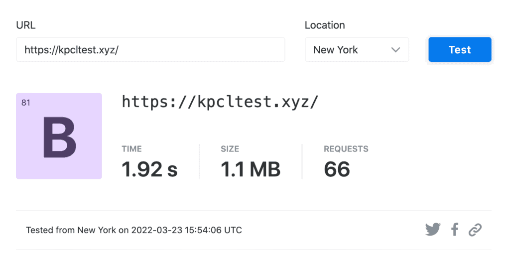 Тест скорости — версия Cloudflare Enterprise (Нью-Йорк)