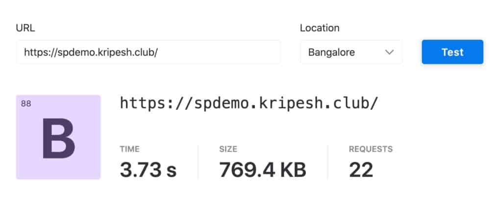 Seiten-Geschwindigkeitstest - Bangalore