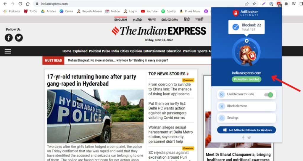 UI Utama AdBlocker