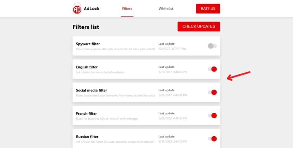 Daftar Filter AdLock