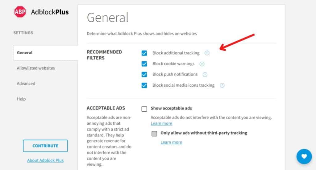 Pemblokiran lanjutan AdBlock Plus