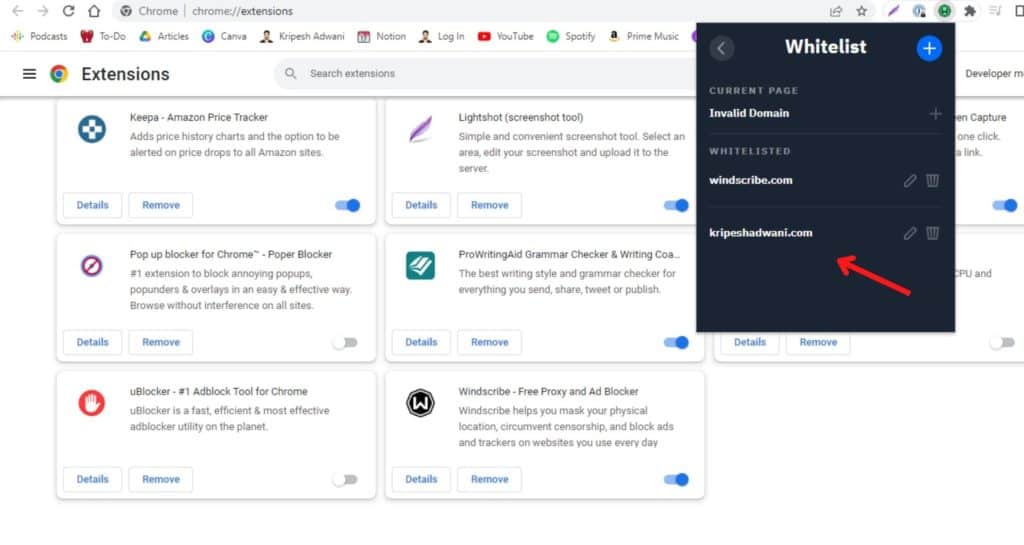Daftar putih Windscribe