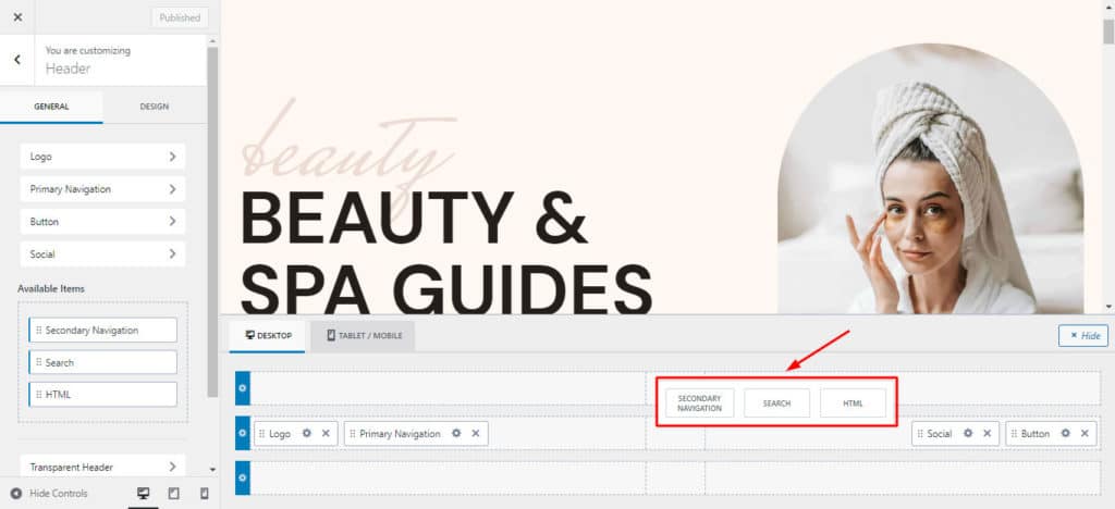 Kadence Header- und Footer-Builder