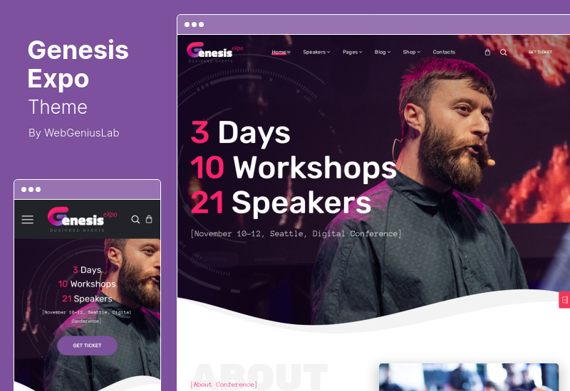 GenesisExpo Teması - İş Etkinlikleri ve Konferans WordPress Teması