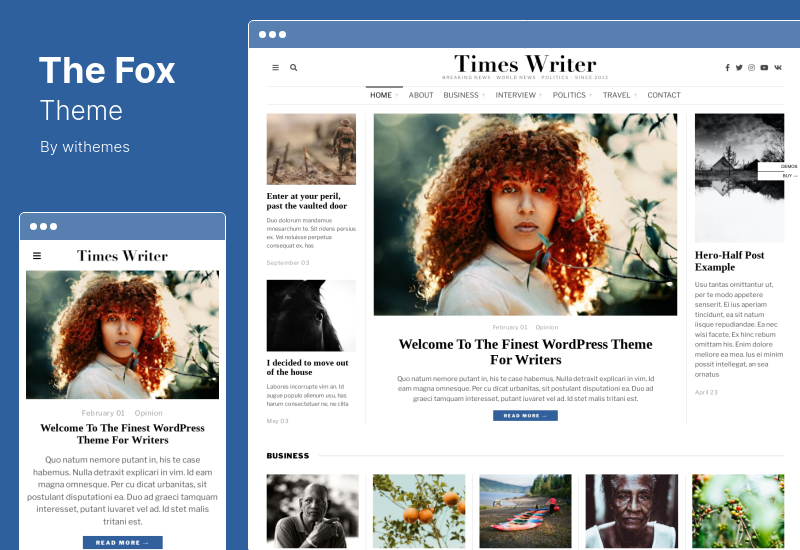 Le thème Fox - Blog / Magazine / Journal Elementor Thème WordPress