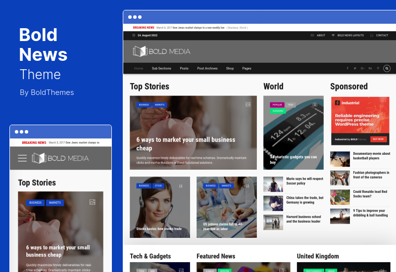 Thème d'actualités audacieux - Thème WordPress pour magazines et journaux
