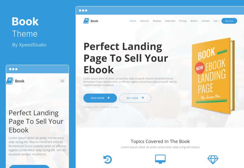 Buchthema - Responsives eBook-Zielseiten-WordPress-Thema