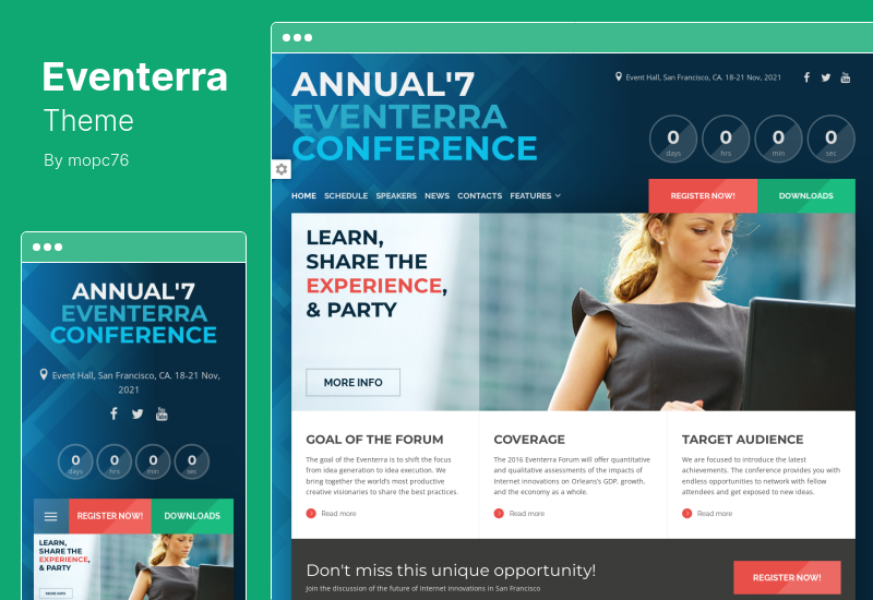Eventterra 主題 - 活動和會議 WordPress 主題