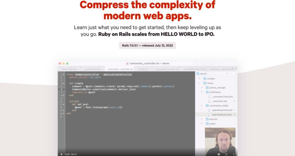 captura de pantalla de ruby ​​on rails
