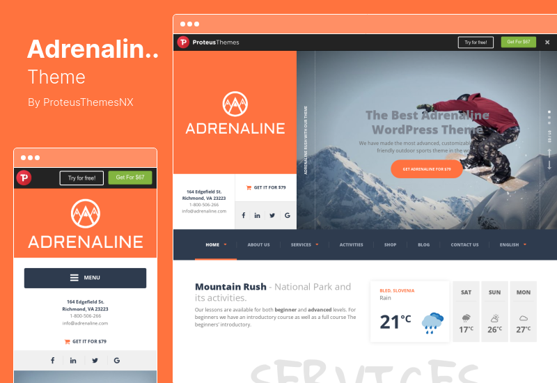 Tema adrenalina - Tema WordPress de esportes radicais ao ar livre