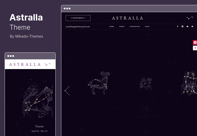 Astralla 主題 - 星座和占星術 WordPress 主題