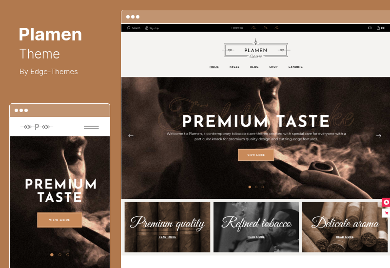 Tema Plamen - Tema WooCommerce da loja de tabaco