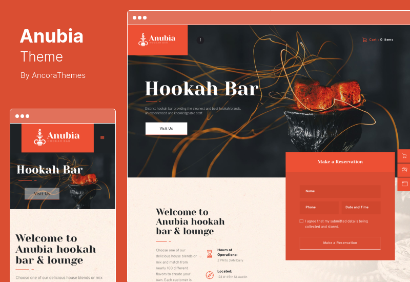 Tema Anubia - Tema WordPress para fumar e bar de narguilé