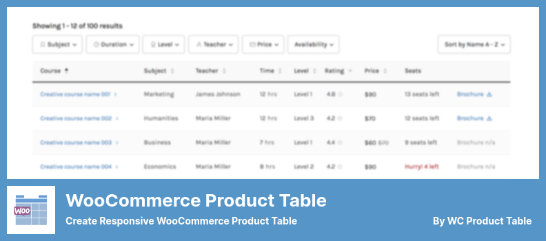 WooCommerce Product Table Lite Plugin - Créer une table de produits WooCommerce réactive