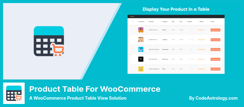 Tableau des produits pour le plugin WooCommerce - Une solution d'affichage du tableau des produits WooCommerce