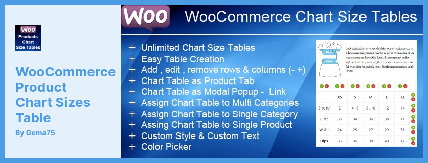 WooCommerce Product Chart Sizes Table Plugin - Vous avez un magasin vendant des produits dans le monde entier
