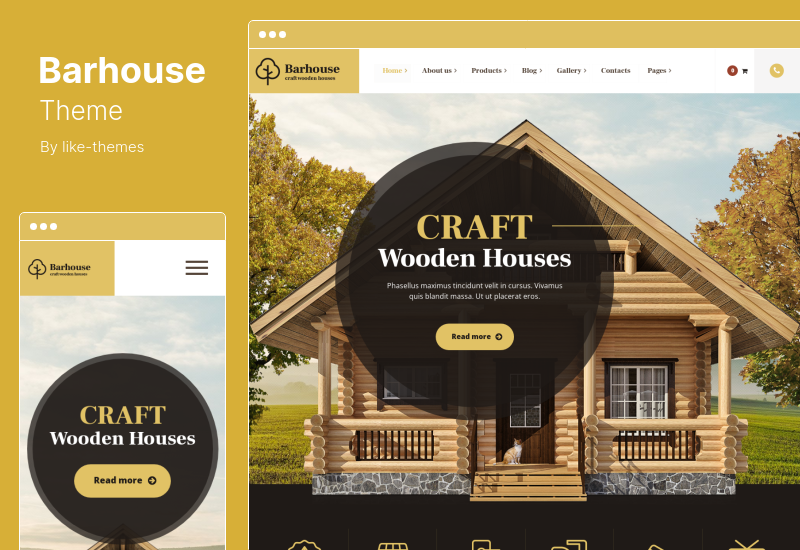 Thème Barhouse - Thème WordPress pour la construction de maisons en bois et les menuiseries