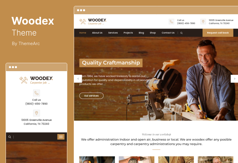 Thème Woodex - Thème WordPress pour charpentier et artisan