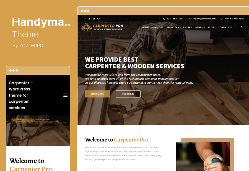 Thème Handyman - Thème WordPress pour électricien, barbier, charpentier