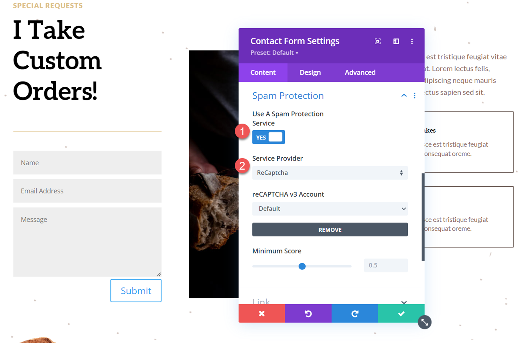 Divi Reveal Seçenekleri Açılır İletişim Formu Spam