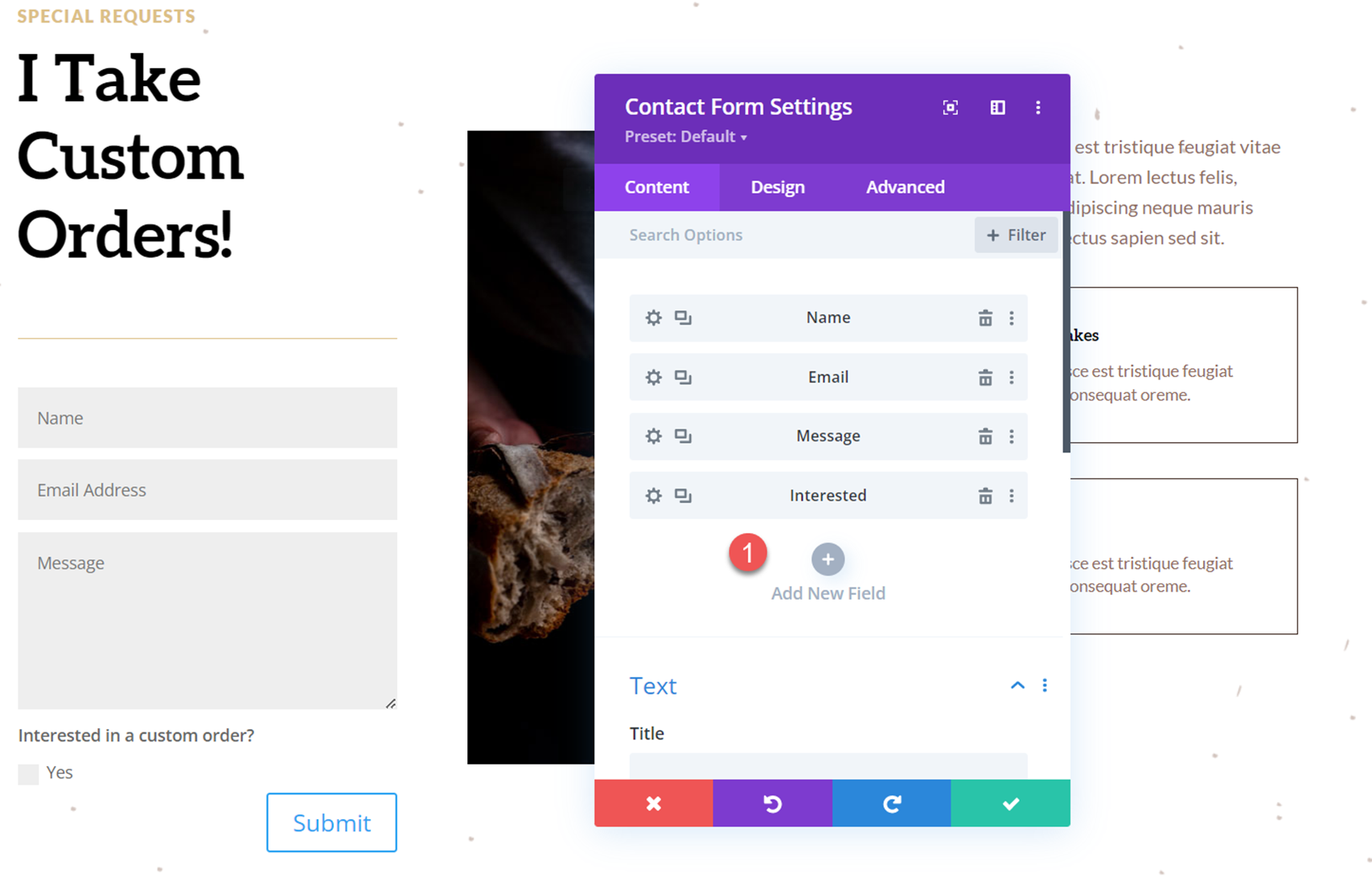 Divi Gösterim Seçenekleri Açılır Menü İletişim Formu Yeni Alan Ekle