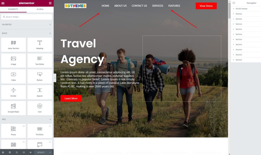 Crea un'intestazione appiccicosa in Elementor in soli 5 minuti!! 18 view the sticky header