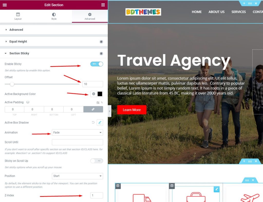 Crea un'intestazione appiccicosa in Elementor in soli 5 minuti!! 19 go to the Advanced tab